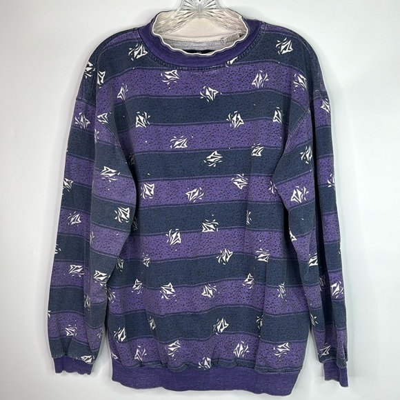 Vintage Santana Purple Striped Sweatshirt Size Medium - Picture 1 of 12